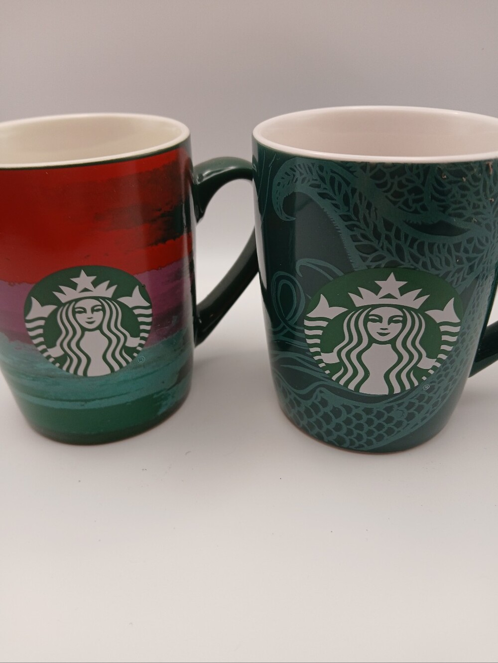 Starbucks Green Mermaid Emblem Mugs with Multicolor Accent